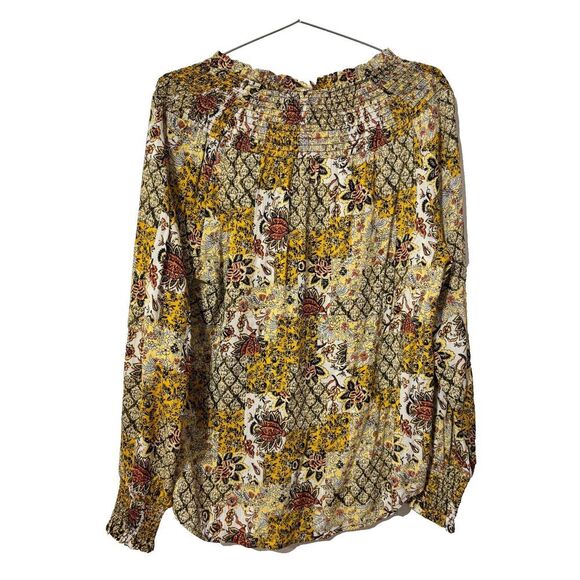 NWT Jane & Delancey Womens Yellow Bohemian Floral Smocked Blouse Top Size M - Picture 2 of 7
